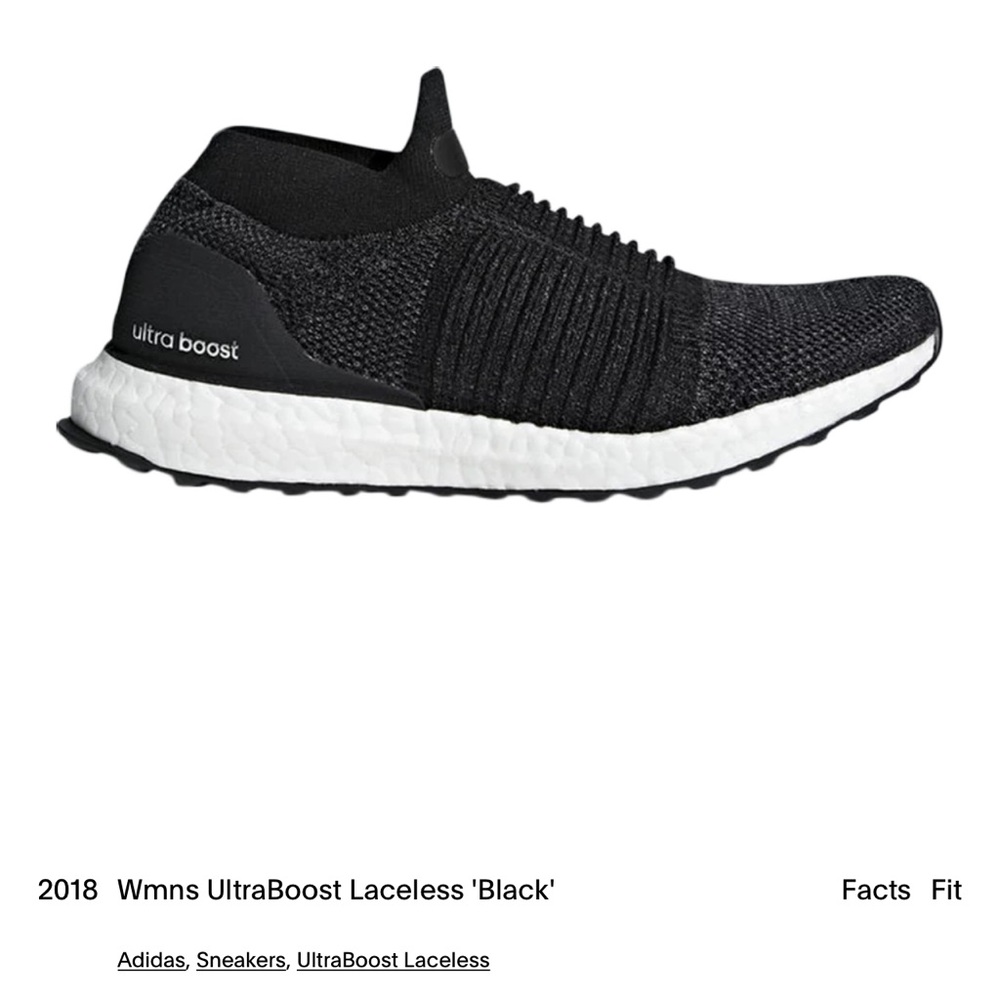 Size 7.5 2018 Wmns UltraBoost Laceless 'Black'